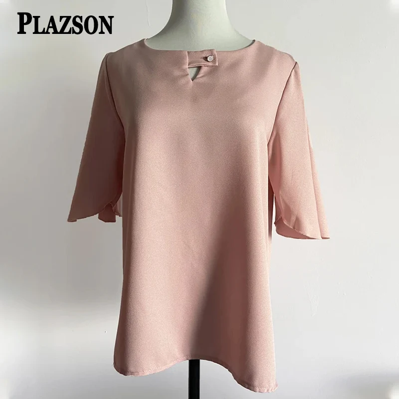 Женская Блузка Весна-лето Повседневный Топ С Круглым Вырезом И Расклешенными