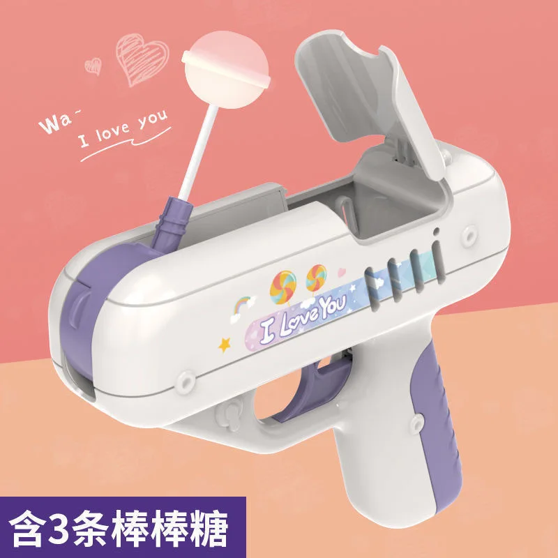 

Cute Surprise Sound and Light Electric Lollipop Gun Creative Gift for Boys and Girls Friends Children Toys 1 Gun 3 Lollipops