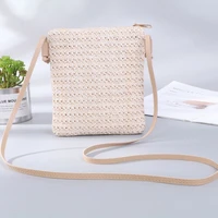 new fashion women straw bag rattan woven tote purse new crossbody messenger bag plait small square handbag boho beach summer