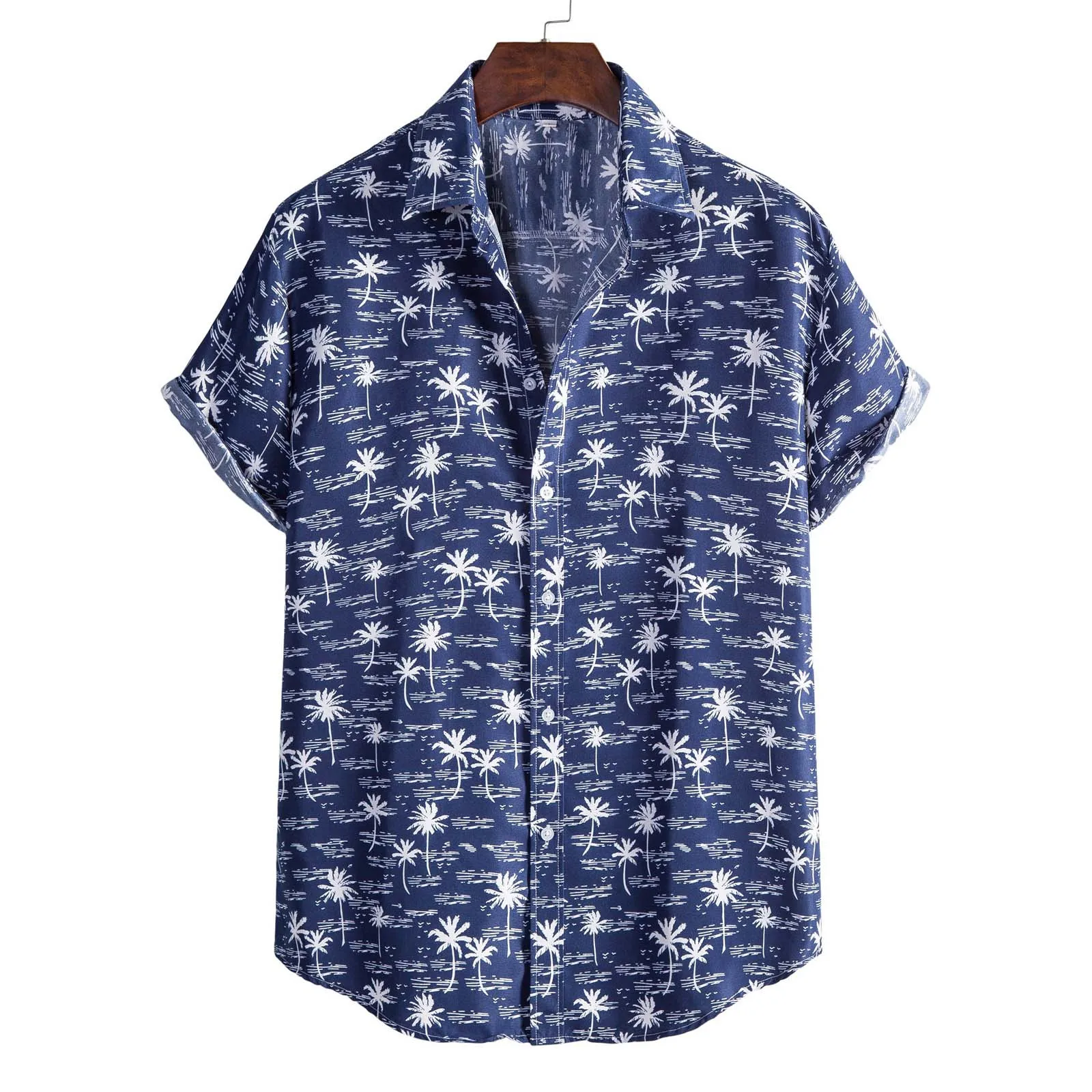 

Рубашка Мужская/женская с принтом, приталенная пляжная блузка с коротким рукавом, Повседневная Туника, модная одежда в Корейском стиле, на п...