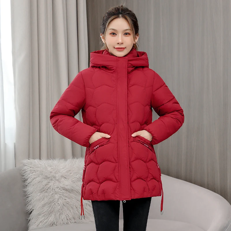 

Зимние женские элегантные хлопковые пальто с капюшоном, парка для женщин, Теплые Модные приталенные хлопковые куртки