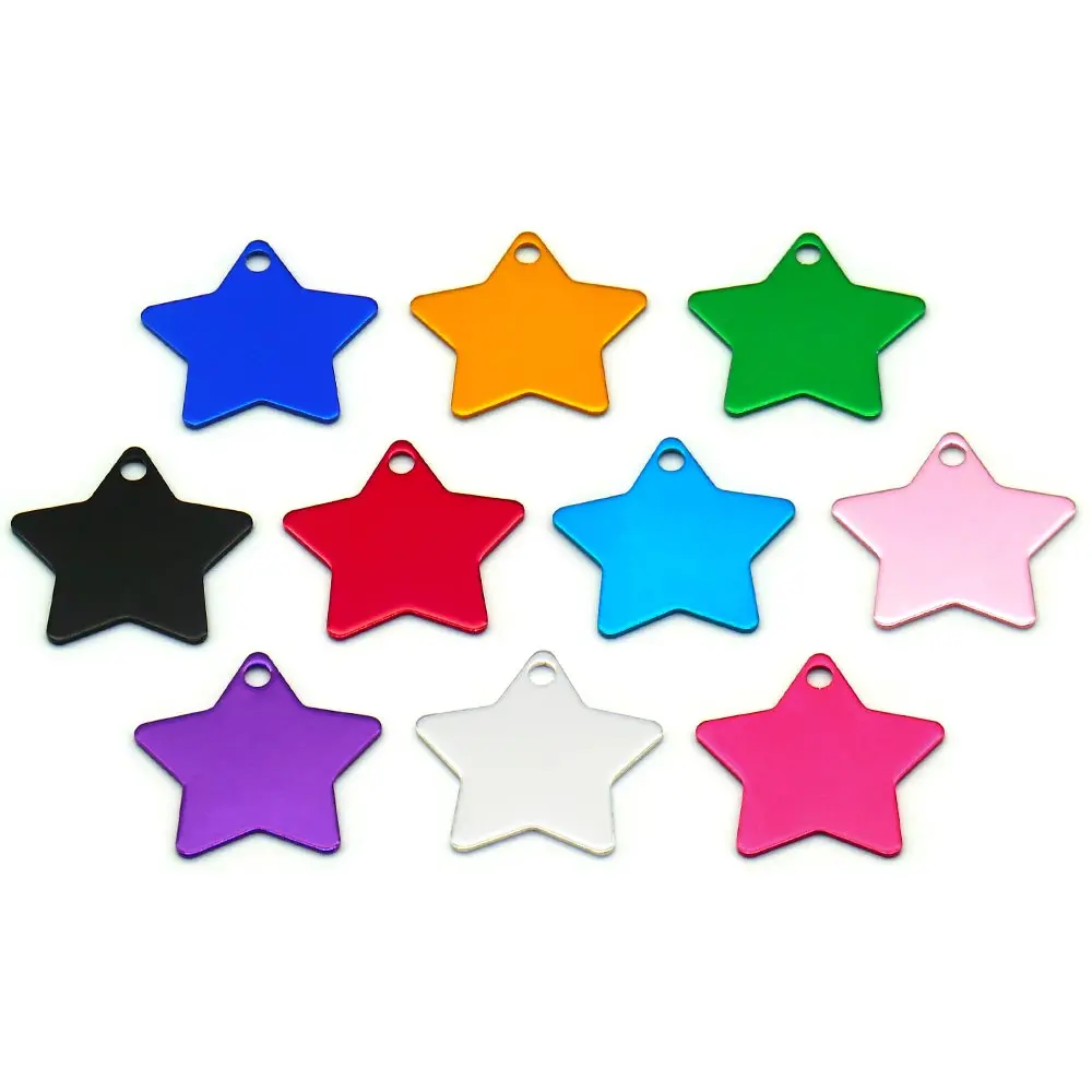 

100PCS Dog Tag Metal Anti Lost Personalized Star Engraving Text Engraved Cat Identification Customized Name Address Telephone