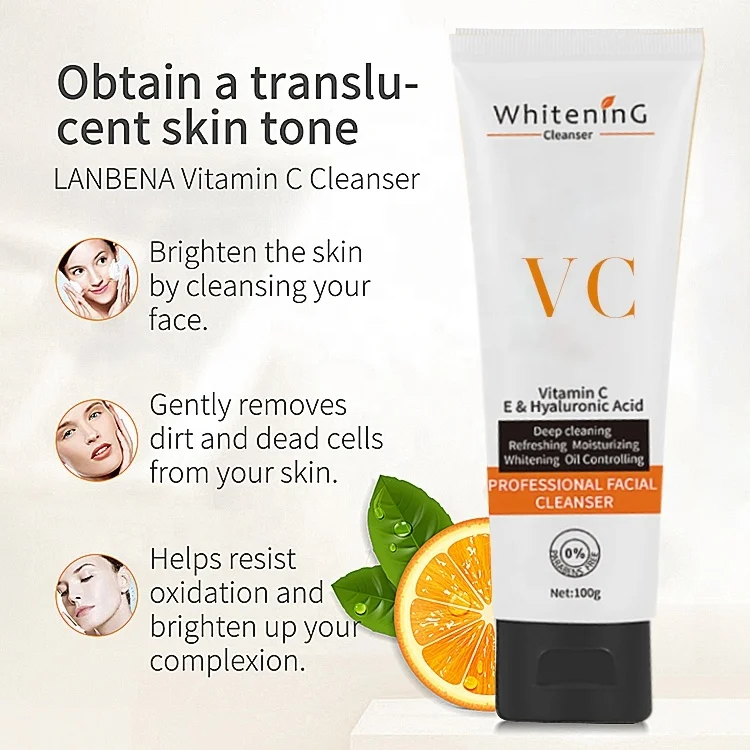 

2022 new vitamin C facial cleanser without preservatives moisturizing deep cleaning ability fine foam facial cleanser whitening