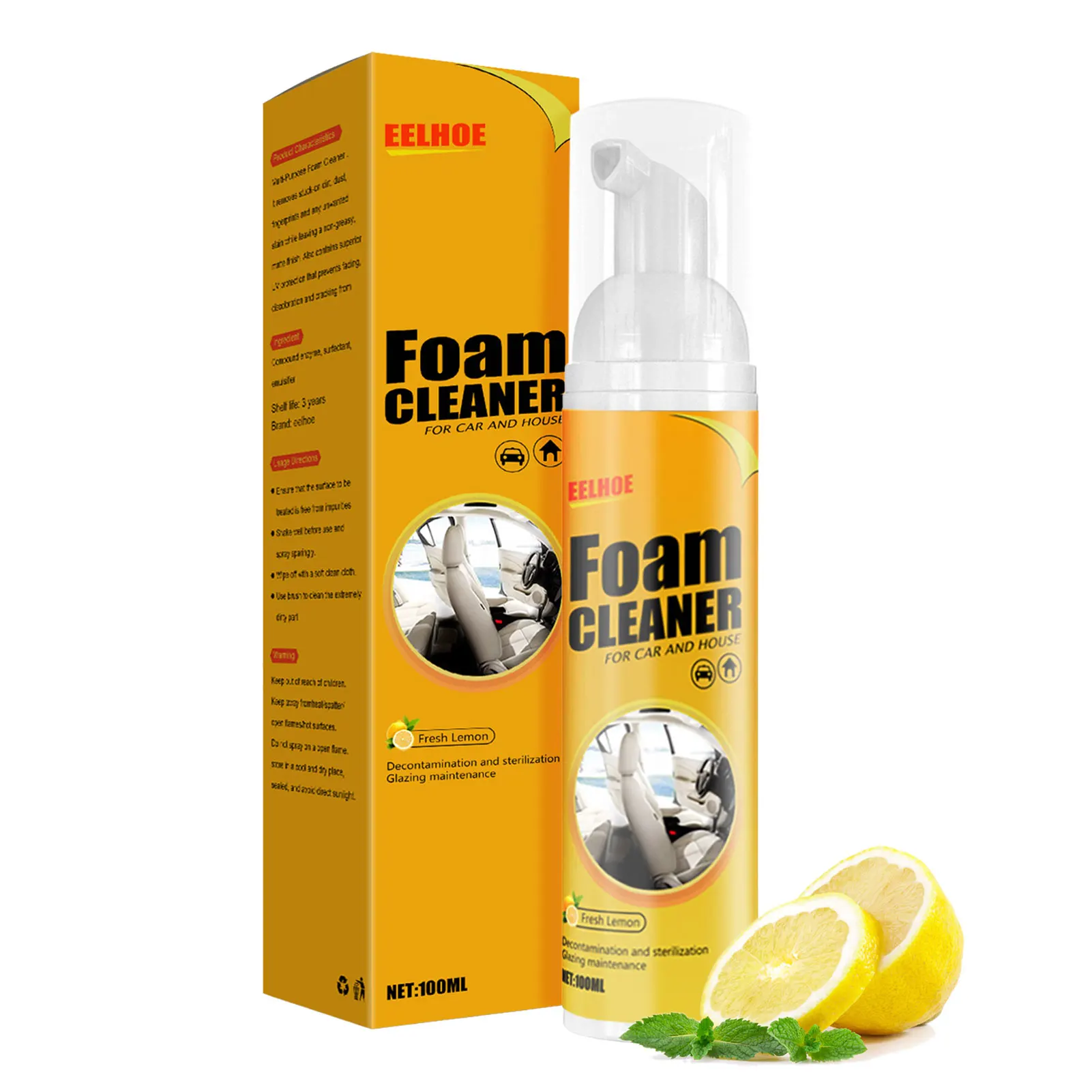 Multifunctional Foam Cleaner For Car Multipurpose Household Cleaners Strong Decontamination And Lemon Flavor Cleaning Sprays For