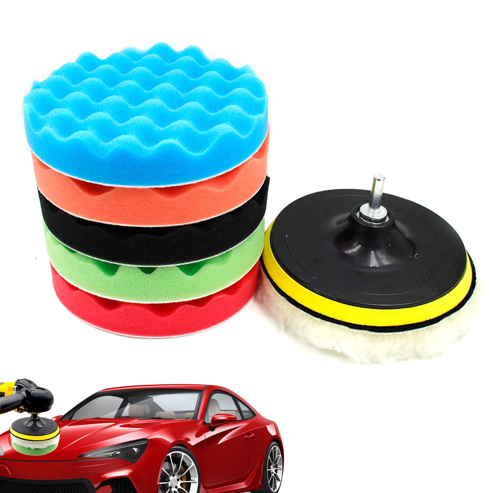

8 Pcs Car Foam Drill Polishing Pad Kit Buffing Pads Sponge Set Drill Power Tool Headlight Wheel Polisher Pad