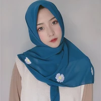 hijab muslim scarf student chiffon scarf new daisy solid color square scarf muslim fashion head wrap scarf headwraps for women