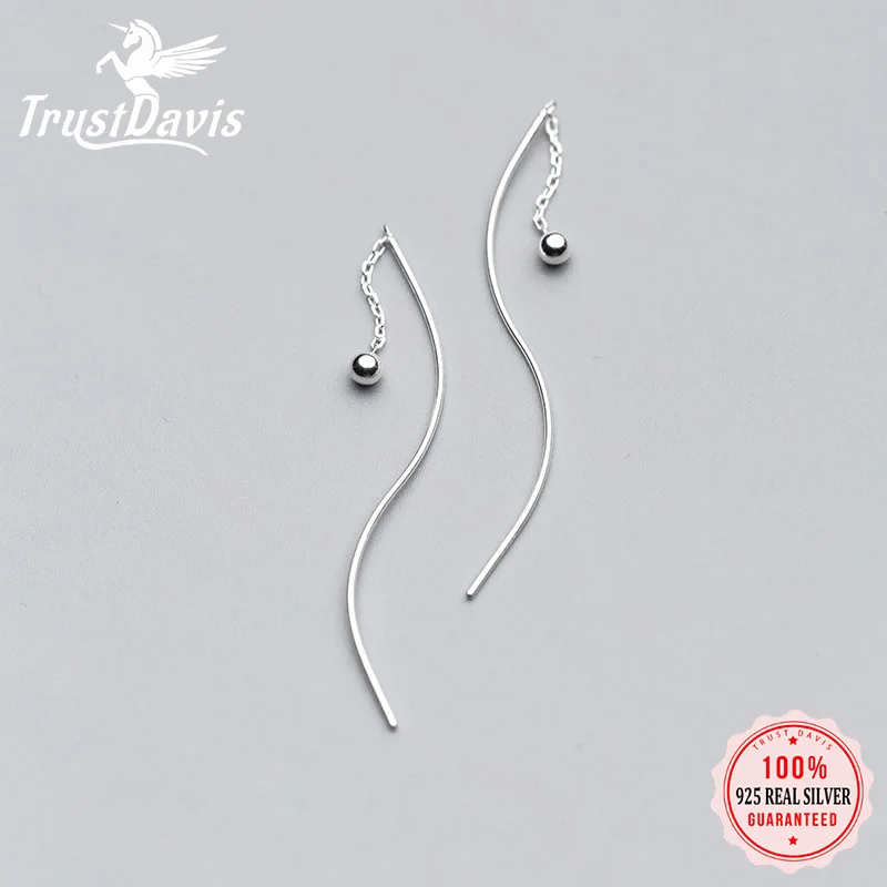 

Серьги-подвески женские из серебра 925 пробы, волнистые, с бусинами, DA940