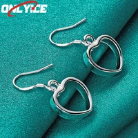 925 sterling silver smooth heart drop earrings womens fashion glamour christmas party wedding engagement jewelry