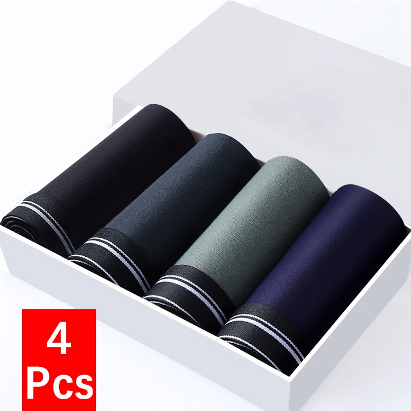 

4Pcs/lot Man Underwear Sexy Boxers Cotton For Men's Panties Underpants Breathable Male Boxer Shorts Cueca Soft Mens Boxer Trunks