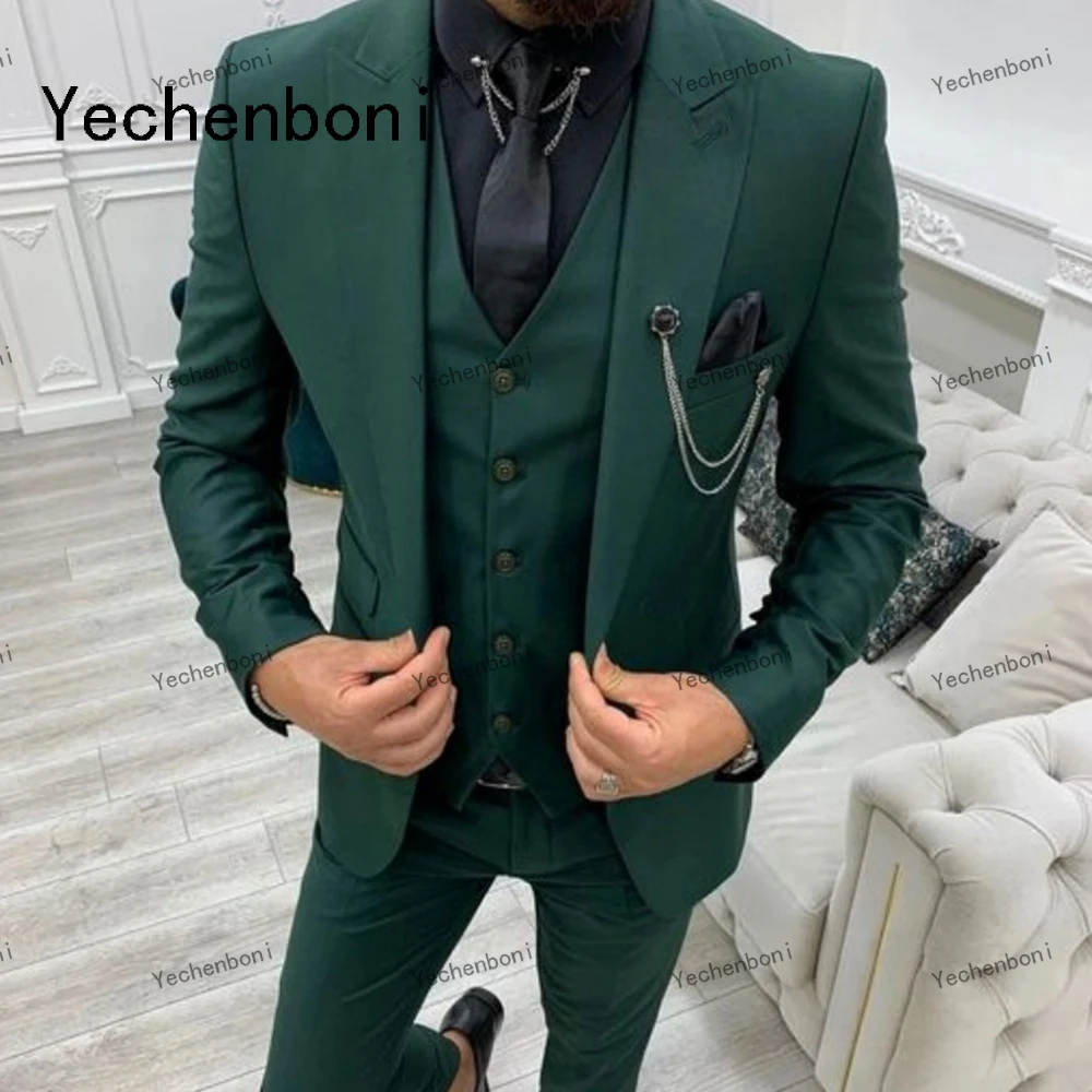 

Yechenboni 2023 Men 3 Pieces Suits For Men Custom Made Groom Groomsmen Tuxedo Wedding Men Suit Terno Masculino(Jacket+Pant+Vest)