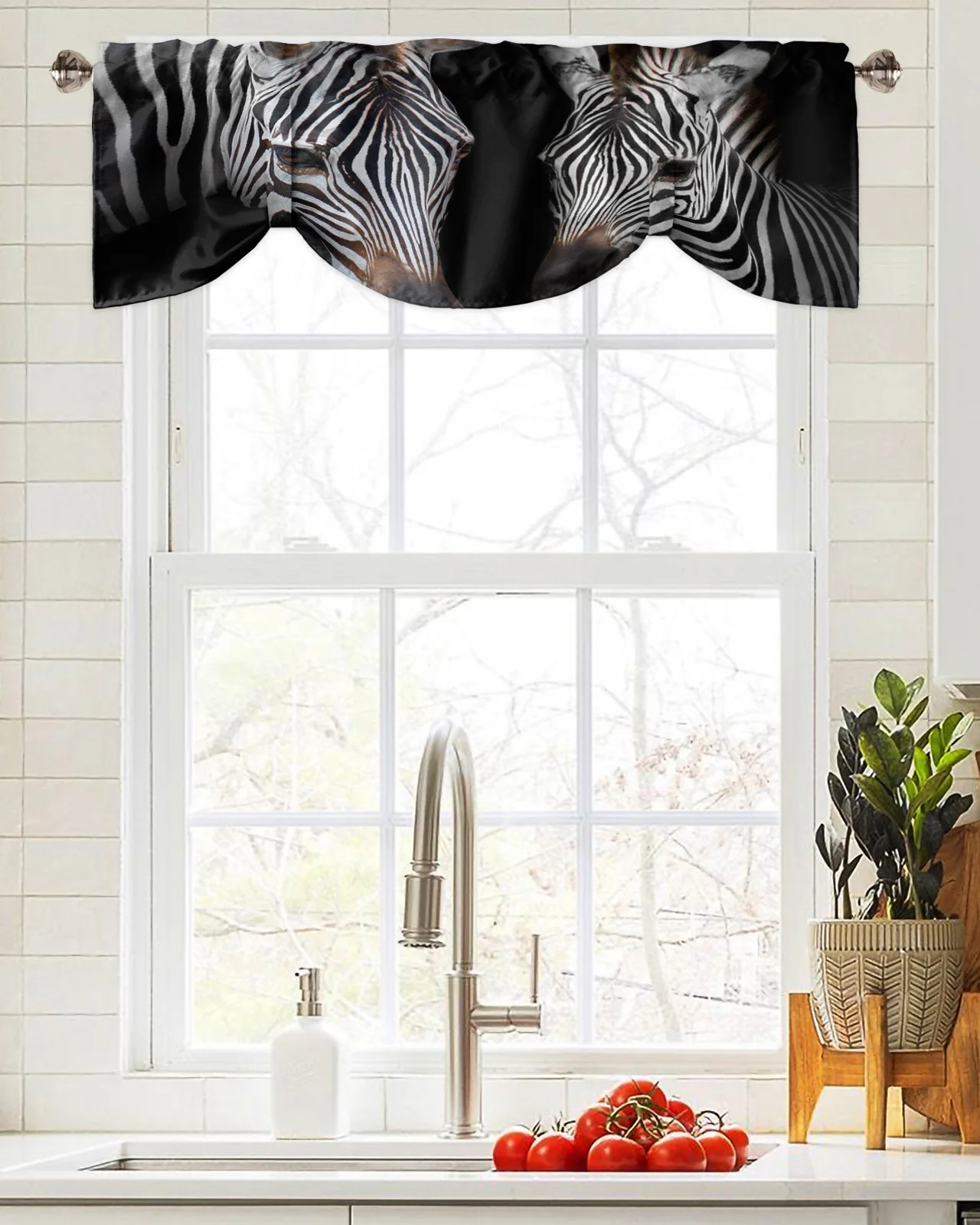 Шторка с животным зеброй черный цвет фотообои-вверх карманная Короткая