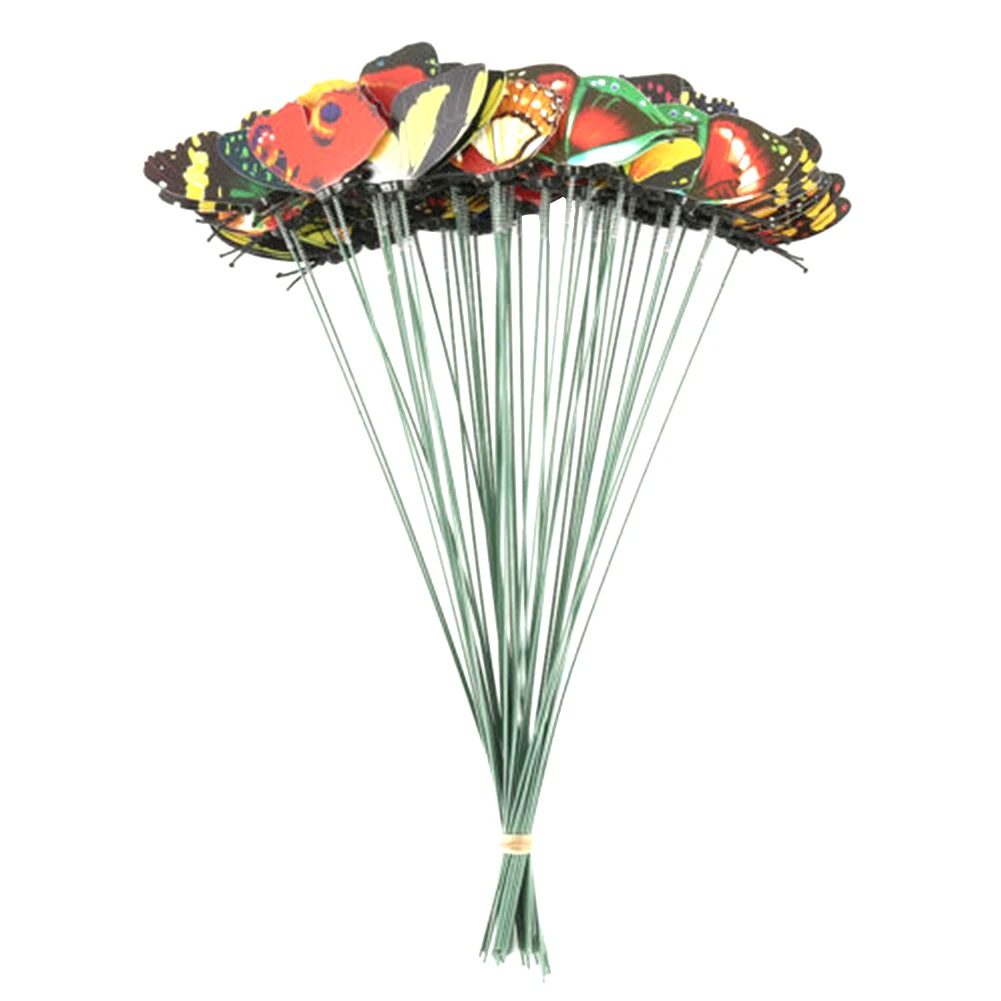 

50pcs Indoor Lawn Garden Decor Stakes PVC Outdoor Yard Party Supplies Flower Pots Craft Artificial Waterproof Patio