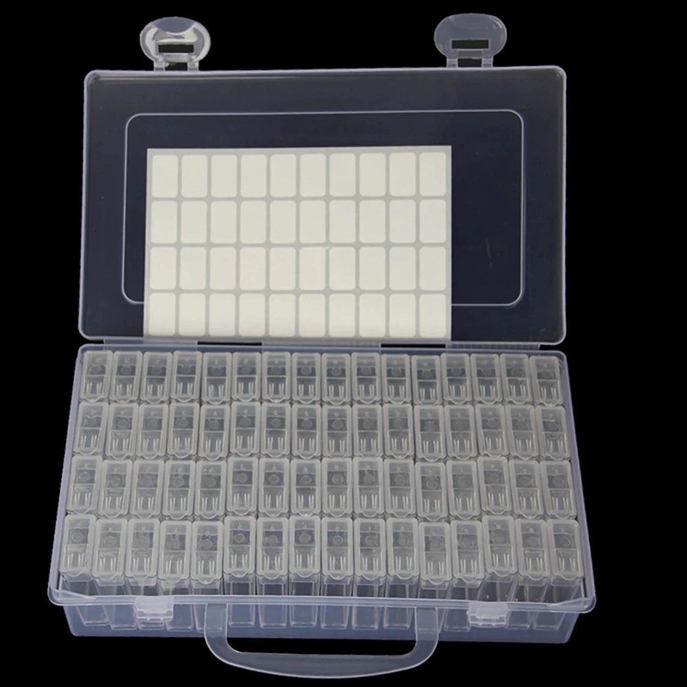 

64 Grids Plastic Storage Box DIY Diamond Painting Kit Nail Art Rhinestone Tool Beads Storage Case Embroidery Accessory Organizer