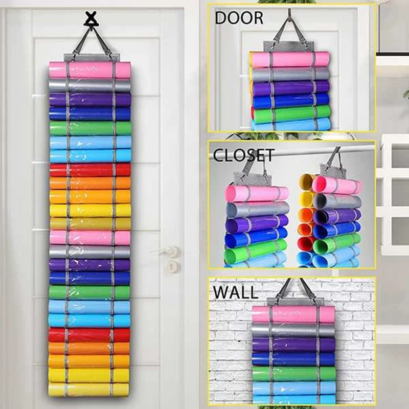 

Vinyl Roll Holder Hanging Vinyl Storage Organizer Wall Mount Foldable Vinyl Roll Holder For Craft Room