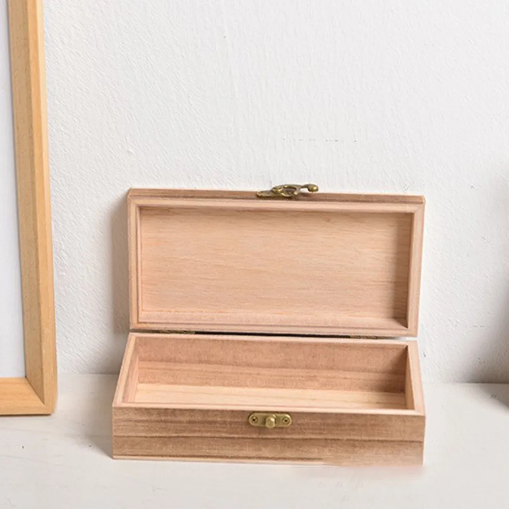 

20×10×6cm Storage Box Clamshell Handmade Natural Paulownia Retro Wooden