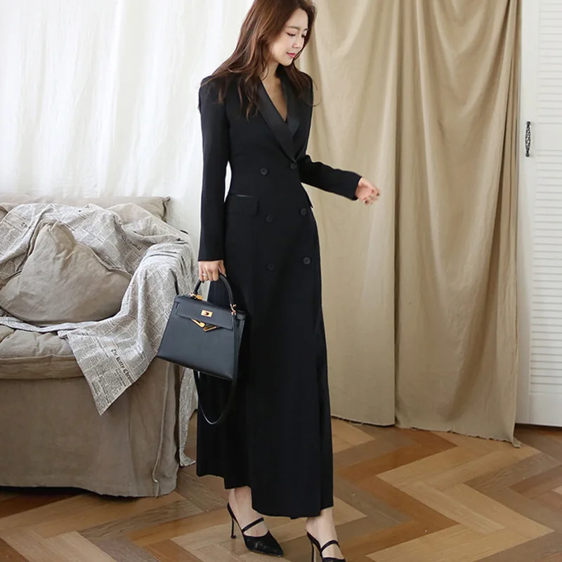 Blazer Black Jacket for Women 2021 Woman Dress Vintage Double Breasted Blazers Office Lady Dresses Bodycon Office Lady New Wear
