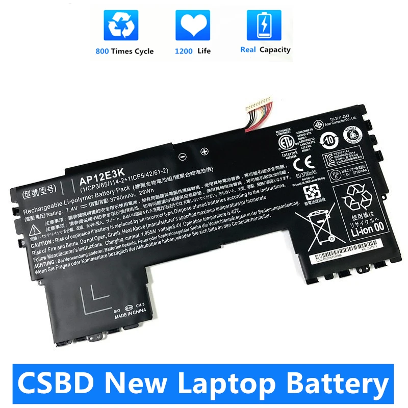 CSBD Новый AP12E3K Аккумулятор для ноутбука Acer Aspire S7 S7-191 11 
