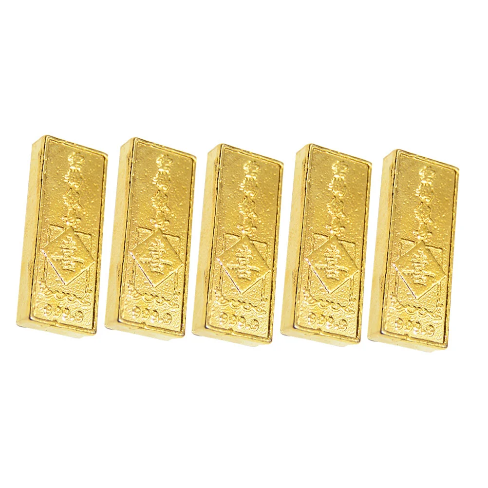 

5pcs Simulation Shiny Fengshui Fake Gold Bar Gold Bullion Adornments Gold Bar Crafts
