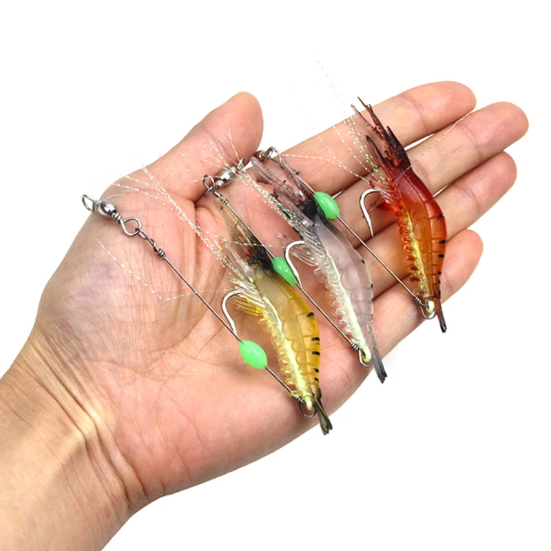 

3pcs 9cm 6g Shrimp Bait Plastic Shrimp Fishing Lures Soft Luminous Fishing Lure with Sharp Hook Fishing Tackles