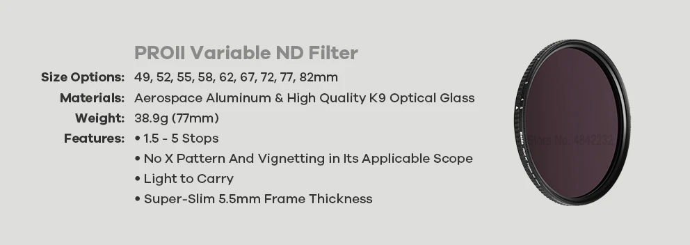 Оптическое стекло 1 5-5 Stop PRO II MC переменный ND-фильтр 49 52 55 58 62 67 72 77 82 мм для