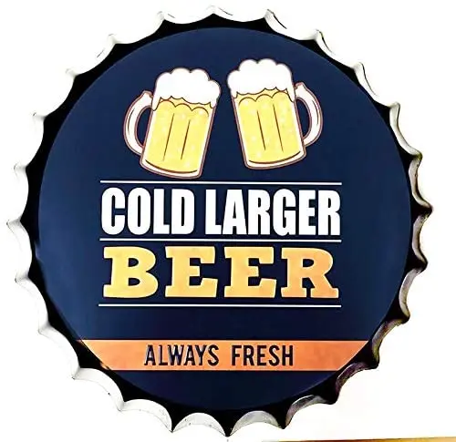

Royal Tin Sign Bottle Cap Metal Tin Sign Refreshing Cold Beer Diameter 13.8 inches, Round Metal Signs for Home and Kitchen
