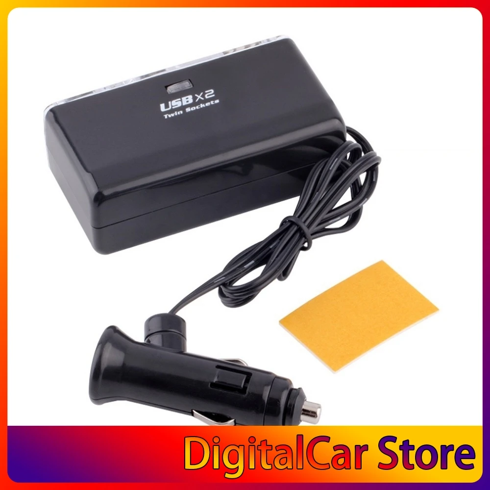 

Double USB Port 2 Way Auto Car Cigarette Lighter Socket Splitter Charger Plug Adapter DC 12V New Dropping Shipping