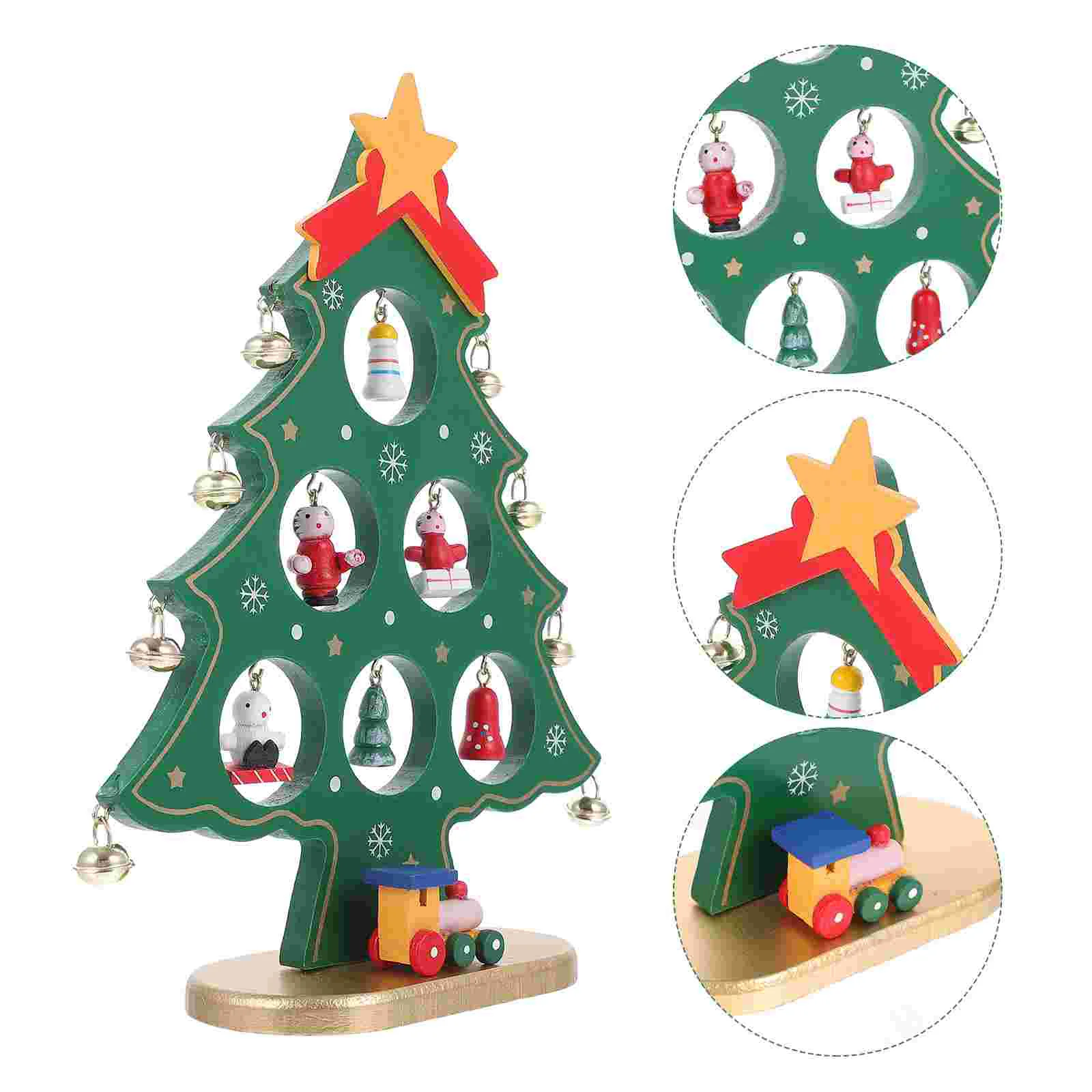 

1Pc Festival Scene Decorating Adorn Wooden Xmas Tree Decor Desktop Ornament