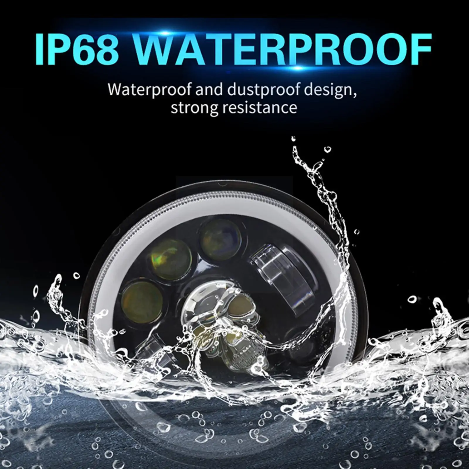 

1pcs 7 Inch Skull Headlights Round H4 DRL Angel Eye Turn Signal LED Headlamp IP68 Waterproof for Harley Jeep Wrangler X3W0