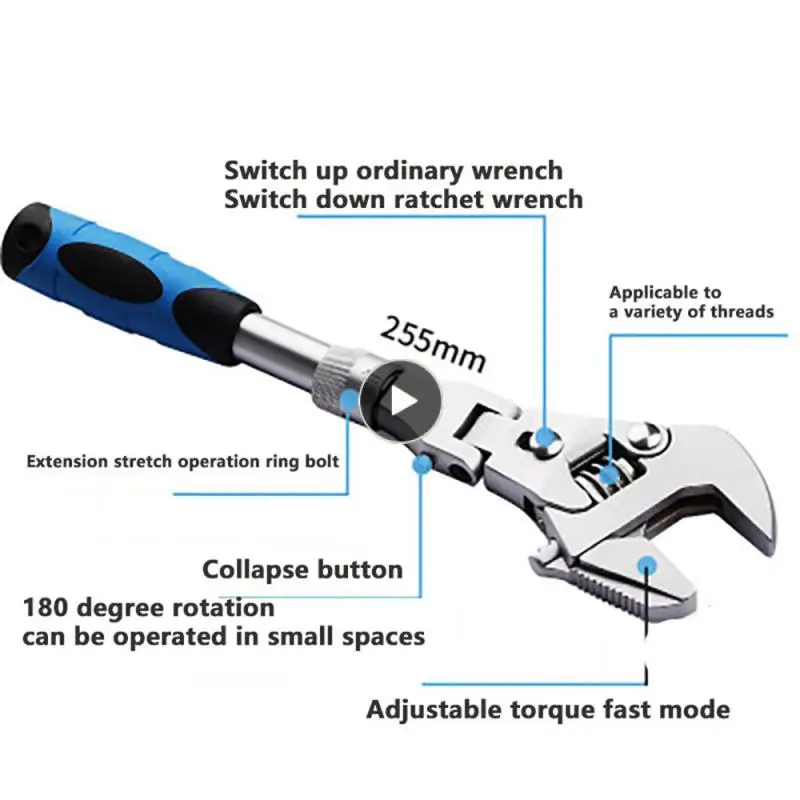 

Repair Tool 10 Inches Rotatable Folding Wrench Wrench Folding Tool Rotary Wrench Foldable Multifunction Multifunctional Wrench