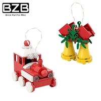 bzb moc christmas gifts elk bells socks santa building blocks model decoration parts bricks kids brain games diy toys best gifts