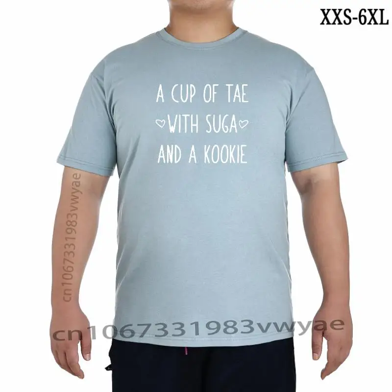 

Funny A Cup of Tae with Suga and A Kookie T Shirts Girl Cotton ONeck Short Sleeve Graphic Tshirt Streetwear Top Tees Women