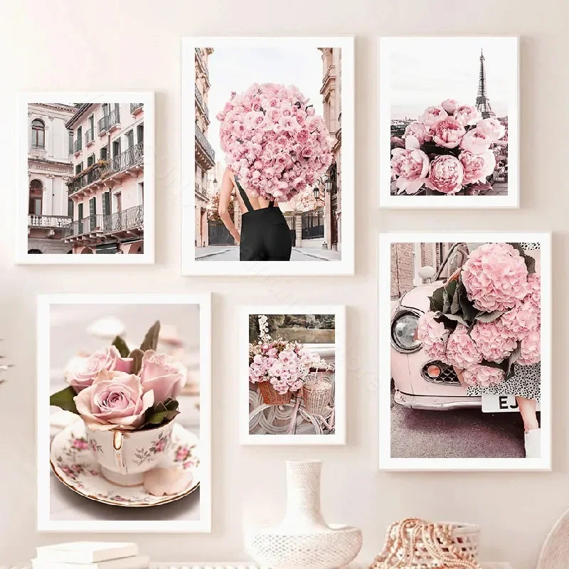 Современный стиль роза и пион хлопковая печать на холсте без рамы