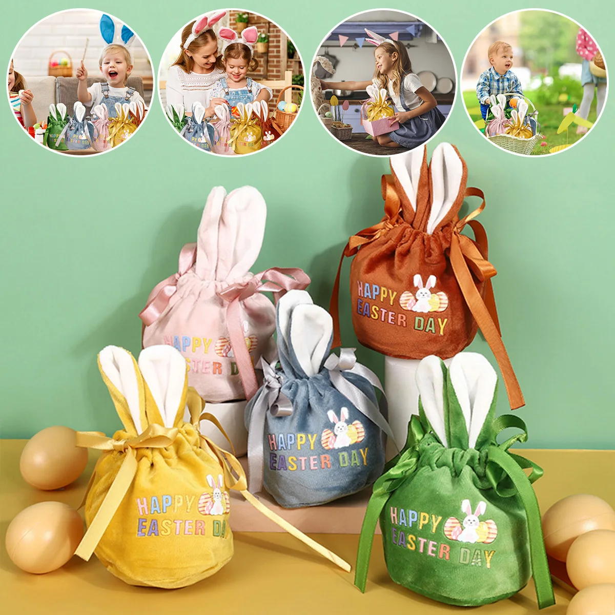 

10/20 шт., подарочные пакеты в виде пасхального кролика