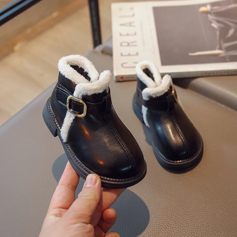 Ботинки на липучке для мальчиков и девочек однотонные милые Нескользящие