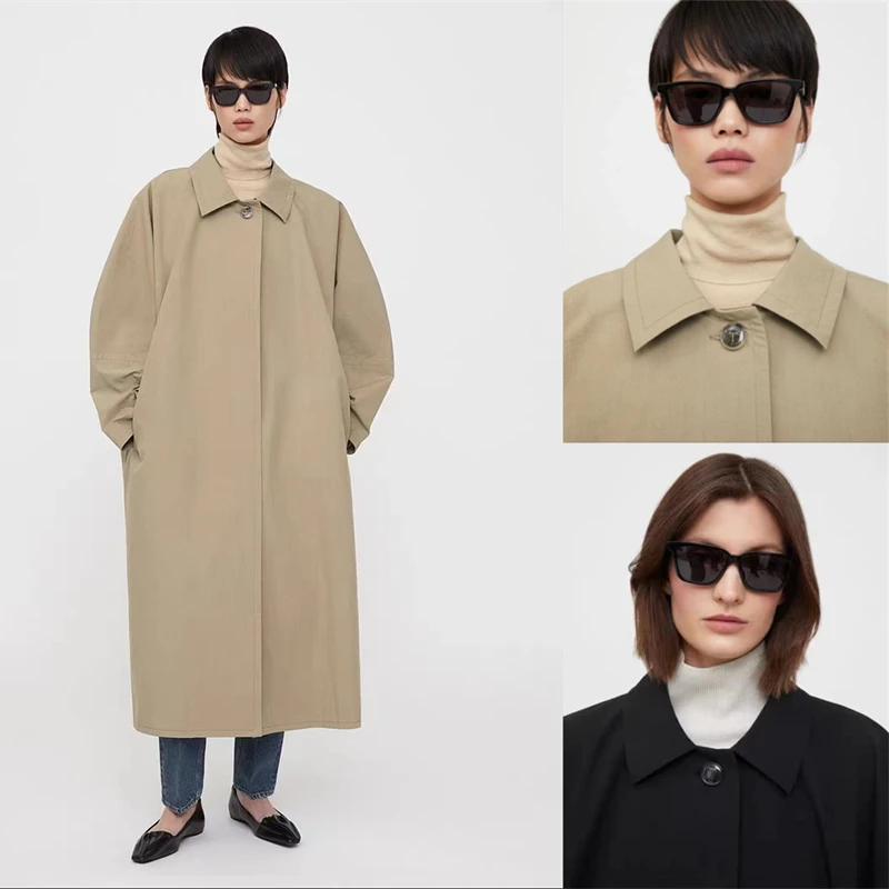 

Rounded Trench Coat Silhouette Deconstructed Minimalist Mid-length Bat Sleeve Coat Fall/winter New