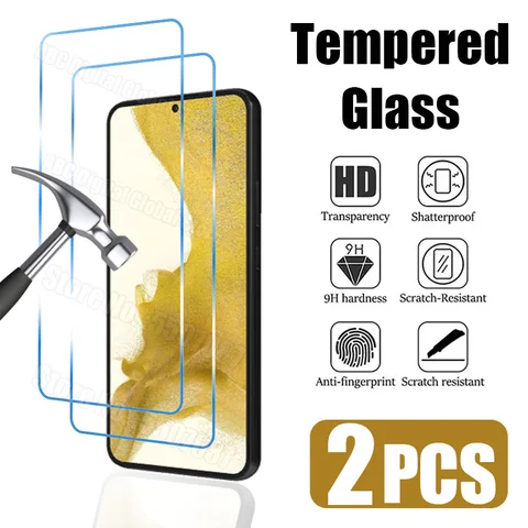 2 шт. закаленное стекло для Samsung S23 S22 Plus A14 A24 A34 A12 A13 A22 A23 A32 A73 A53 A33 5G A70 A50 A71 A52 A72 защита для экрана