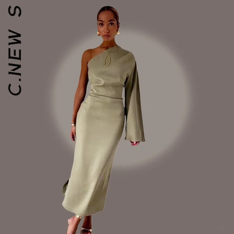 C. Новое сексуальное длинное платье с длинным рукавом модное для отдыха дешевое