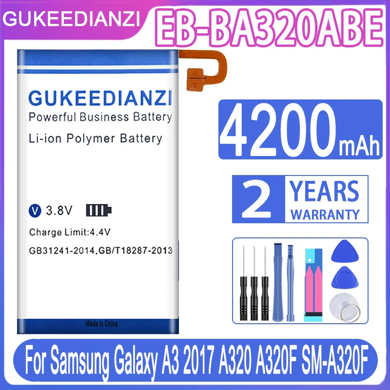 Для SAMSUNG EB-BA320ABE 4200 мАч аккумулятор для Samsung Galaxy A3 (2017) A320 SM-A320F A320Y A320FL A320F/DS A320Y/DS + Инструменты