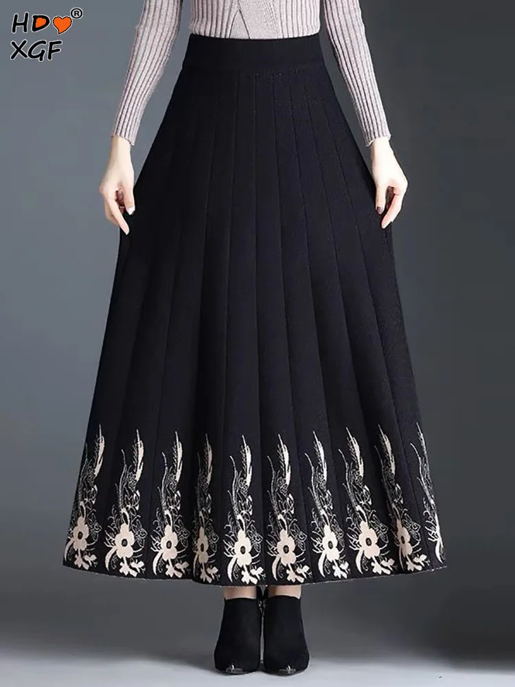 

Женская осенне-зимняя эластичная трапециевидная юбка-зонтик с высокой талией и принтом, простые теплые юбки