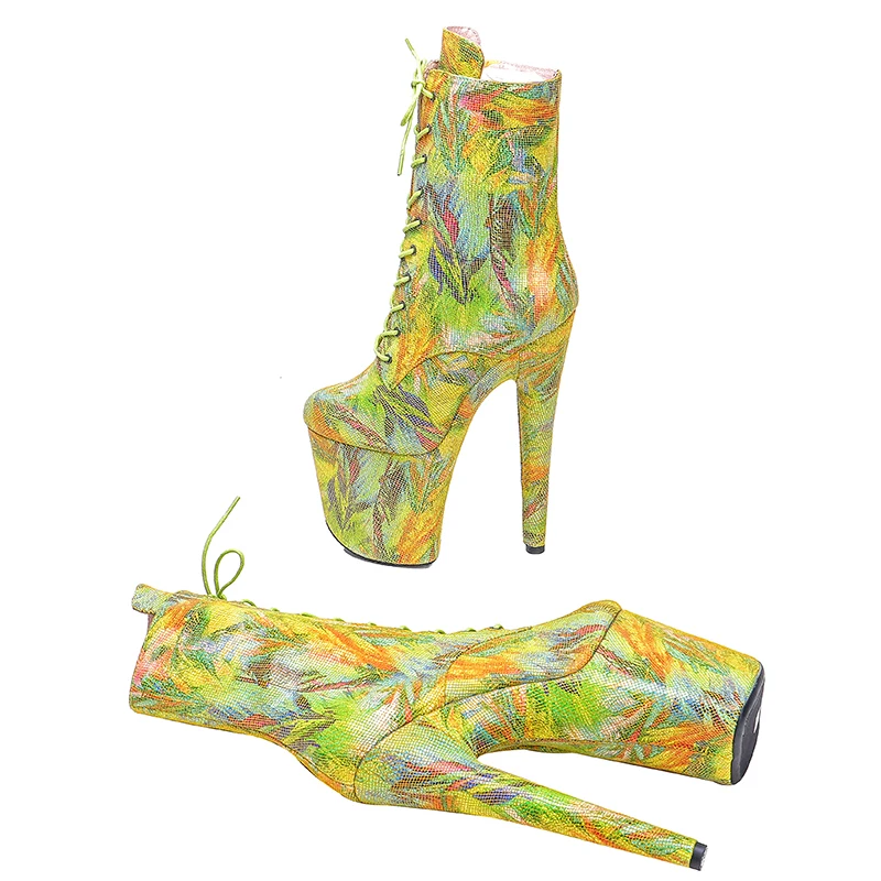 Leecabe 20CM/8Inch Genuine Leather Women's Platform disco party High Heels  Pole Dance boot