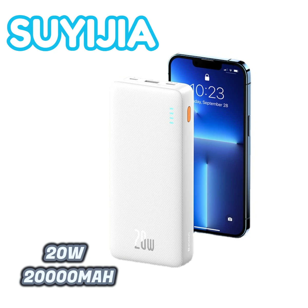 

SUYIJIA 20000mAh Power Bank PD QC 20W Portable Charger External Battery Quick Charge Powerbank for iPhone HUAWEI Xiaomi Samsung