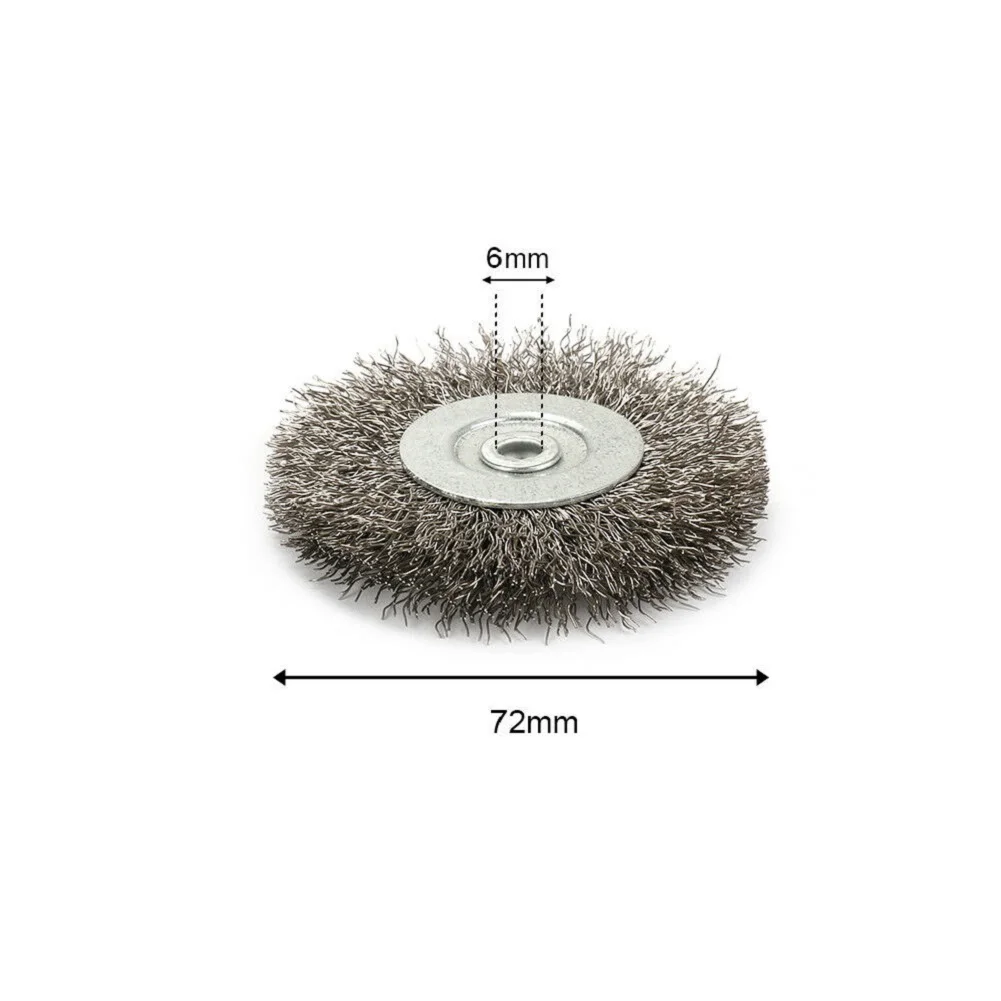 

3Inch Flat Crimped Stainless Steel Wire Wheel Brush 6mm Internal Diamter Wire Bevel Brush For Angle Grinder Rust Removal