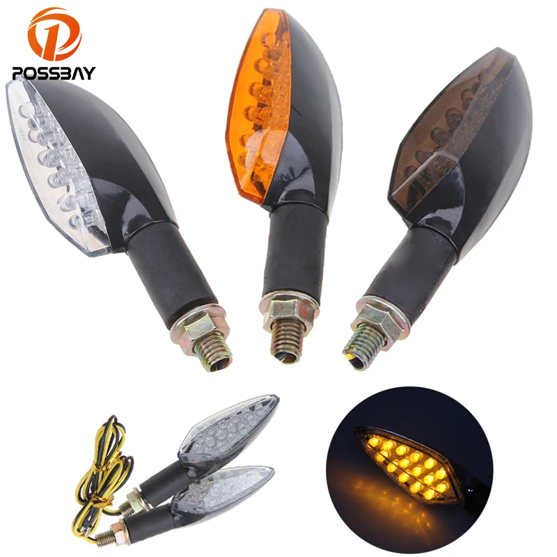 

POSSBAY LED Motorcycle Turn Signals Indicators Light Universal for Honda Kawasaki Suzuki Cafe Racer Motorbike Blinker Lamp