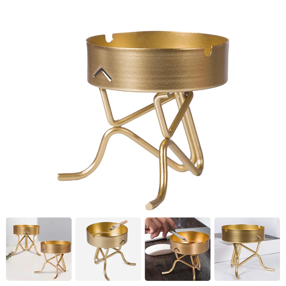 

Ashtray Ash Tray Metal Container Desktop Decorative Stylish Windproof Ashtreys Liner Friygardcn Standing Stainless Push Down