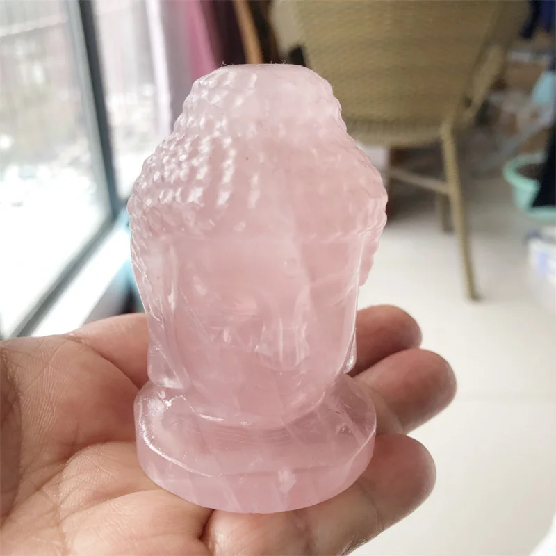

1pcs Natural Gemstones Carved Buddha Fengshui Statue Clear Quartz Rose Quartz Figurine Reiki Crafts Home Desktop Decor