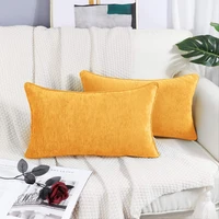 inyahome decorative square throw pillowcases for couch sofa bed luxury chenille cushion cover farmhouse home decor coussin
