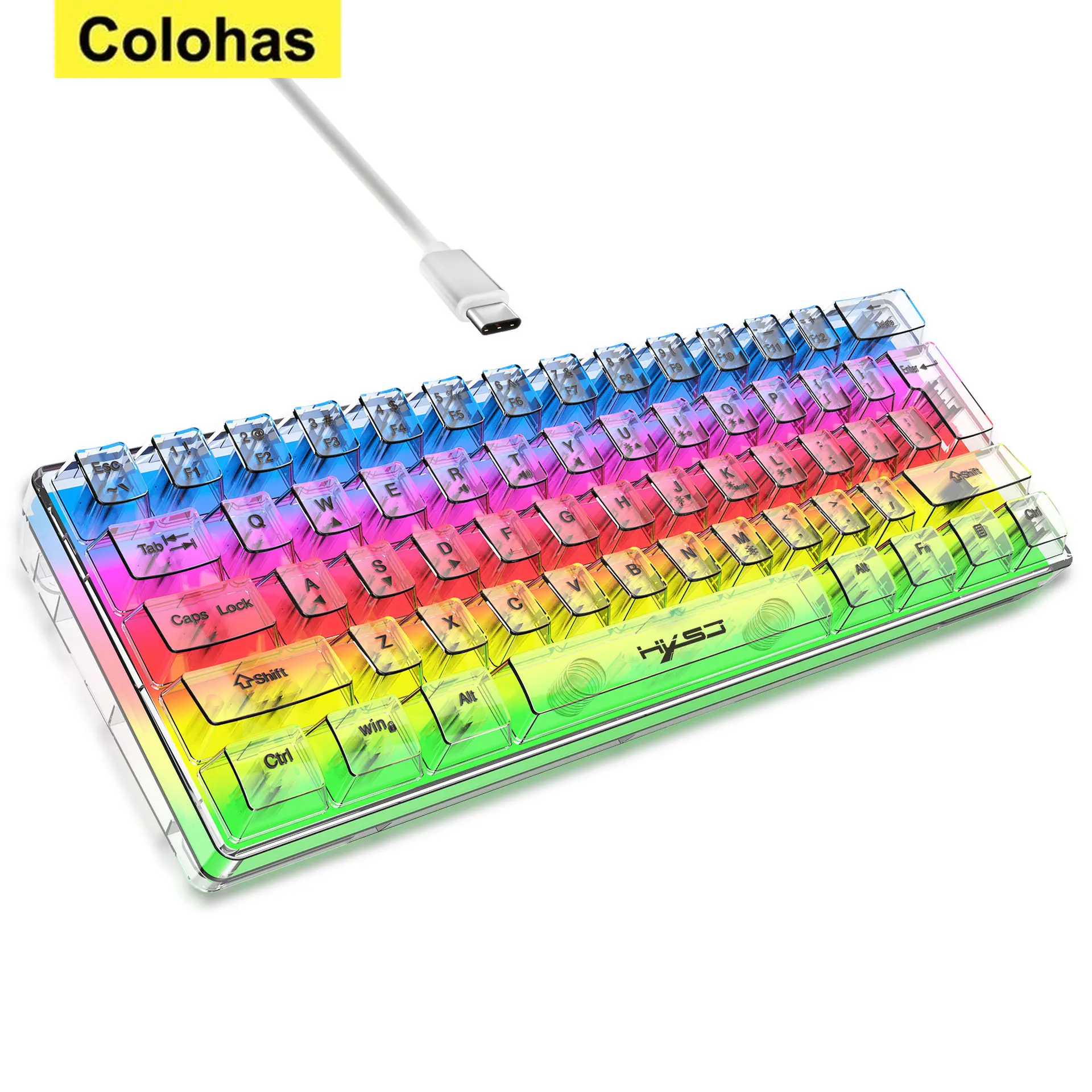 

Проводная Механическая игровая клавиатура с прозрачной подсветкой RGB, игровая Офисная Клавиатура для ПК, ноутбука, Игровая клавиатура
