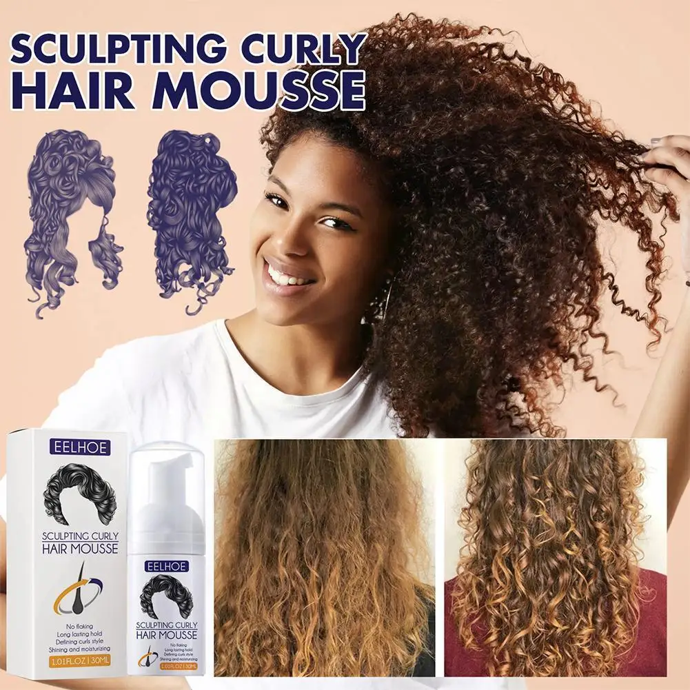 

30ml Hair Curl Mousse Natural Curl Boost Sculpting Hair Bounce Cream for Female Repair Curling Essence Hair Care Elasting X3H5