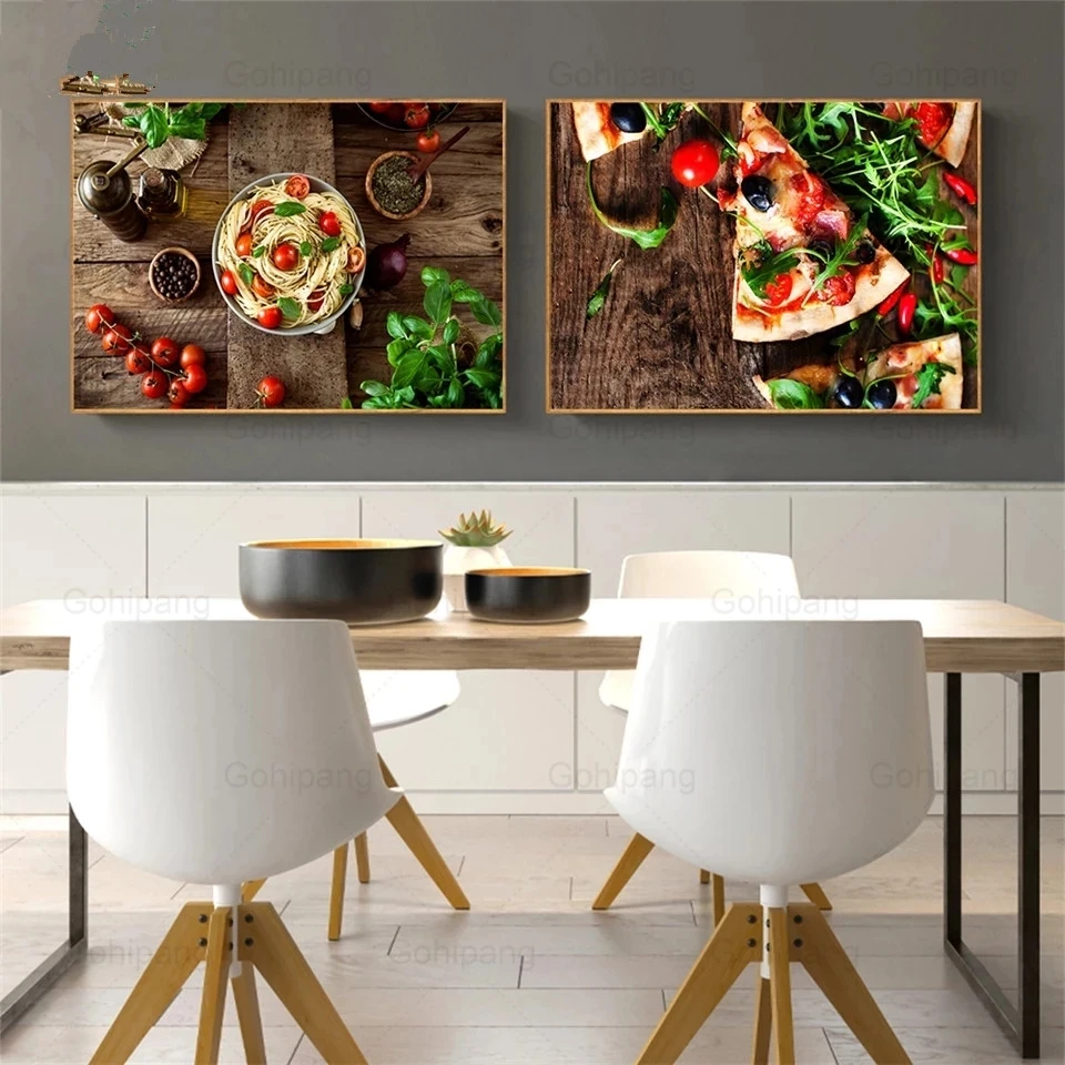 

Delicious Wall Art Delicious Pizza Tomato Pepper Fresh Paste Garlic Food Picture Posters Print Kitchen Wall Decor Painting Print