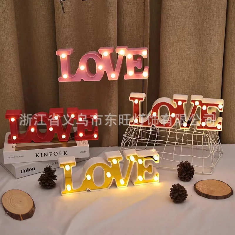 

LED 30mm Acrylic LOVE Shape Light Girl Heart Room Dormitory Decoration Light Valentine Day Proposal Confession Atmosphere Light